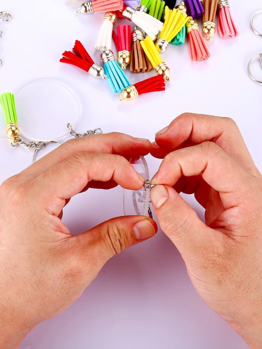 120 pcs Acrylic Keychain Blank Silver Kit - Picture 3 of 7